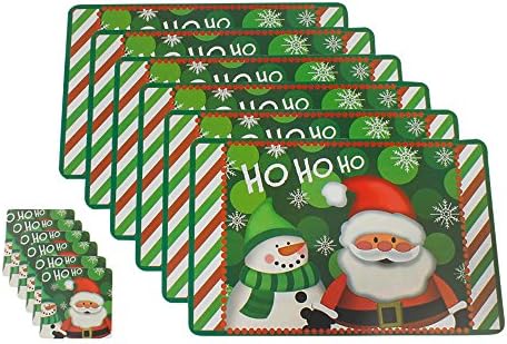 Kanpola Xmas Santa Bowl Fork Placemat Decoration Home Party Christmas Dining Table Cup Mat, Set of 6 (Multicolor)