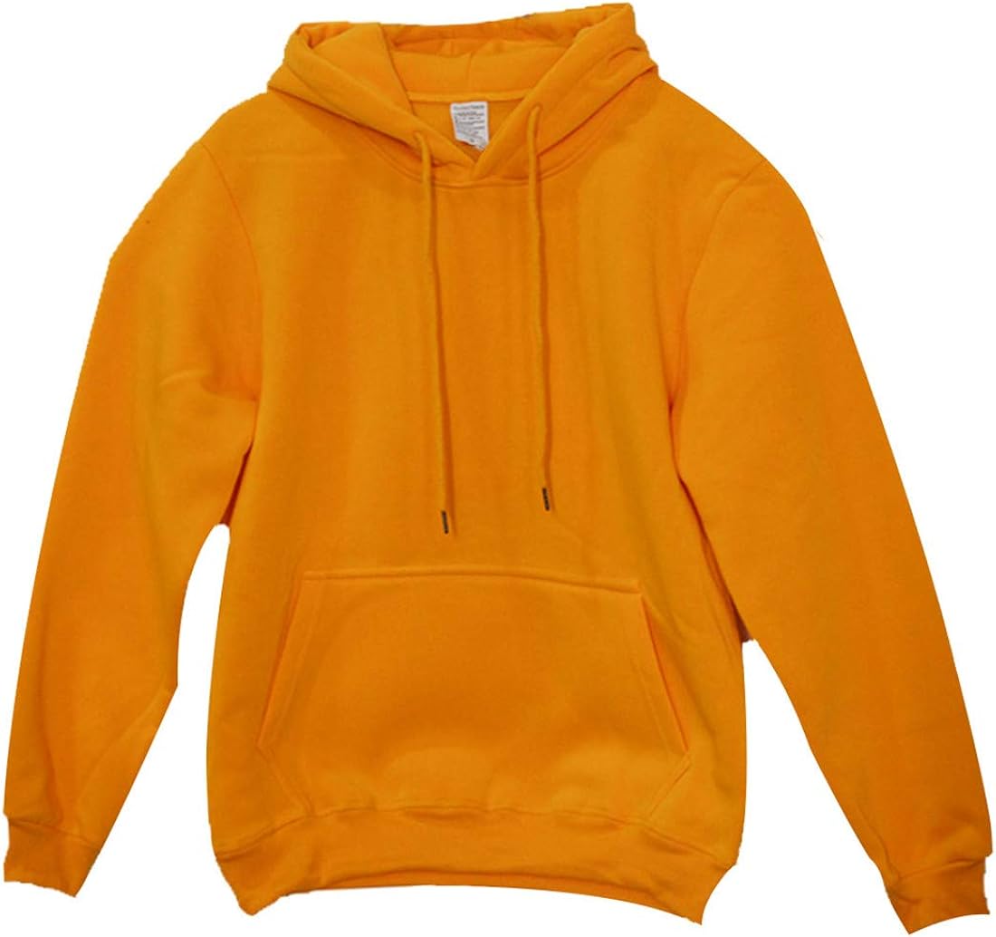 Camisa con Capucha Amarilla, suéter de Manga Larga de Color Liso