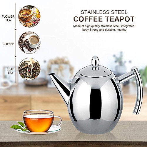 Zunate Teekanne kaffeekanne mit Filter,Edelstahl Teebereiter Kaffeekanne Teekanne mit Siebeinsatz,Dauerhafter,groÃer Kapazität,1L / 1.5L (1L) – Bild 4