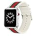 HUANLONG New Nylon Band Compatible with Apple Watch 38/40/42/44mm, Nylon with Leather Buckle Smart Strap Compatible for iwatch Series 1/2/3/4/5 (White/Green/Red, 42mm/44mm)