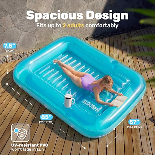 Sloosh Gonflable mats 178 x 116 cm pour Piscine, Bain de Soleil pour Adultes, Flotteur de Piscine, Matelas Gonflable pour Adultes, divertissements d'été, fête Aquatique (Fleur Violette)