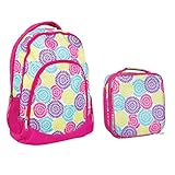 Reinforced Water Resistant School Backpack and Insulated Lunch Bag Set - Flower Petal Burst