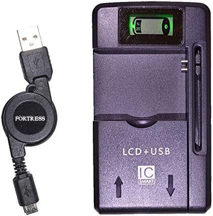 Compact Universal USB Wall Travel Spare Battery Charger with LCD Indicator Screen for Samsung Galaxy Avant SM-G386T G386t 386t 386 Fortress Brand