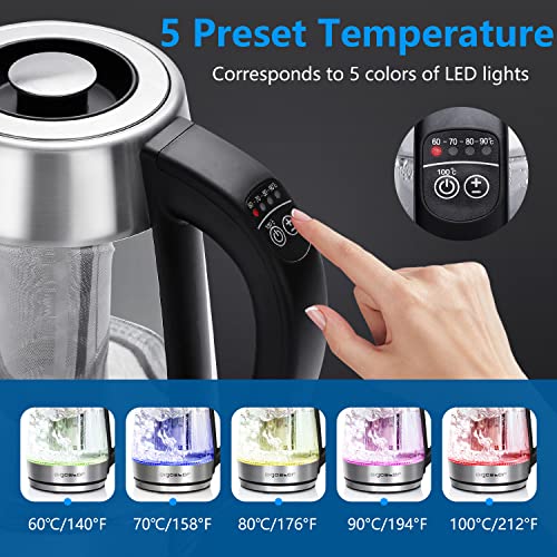 Aigostar Electric Kettle, Tea Kettle with Temperature Control and Tea