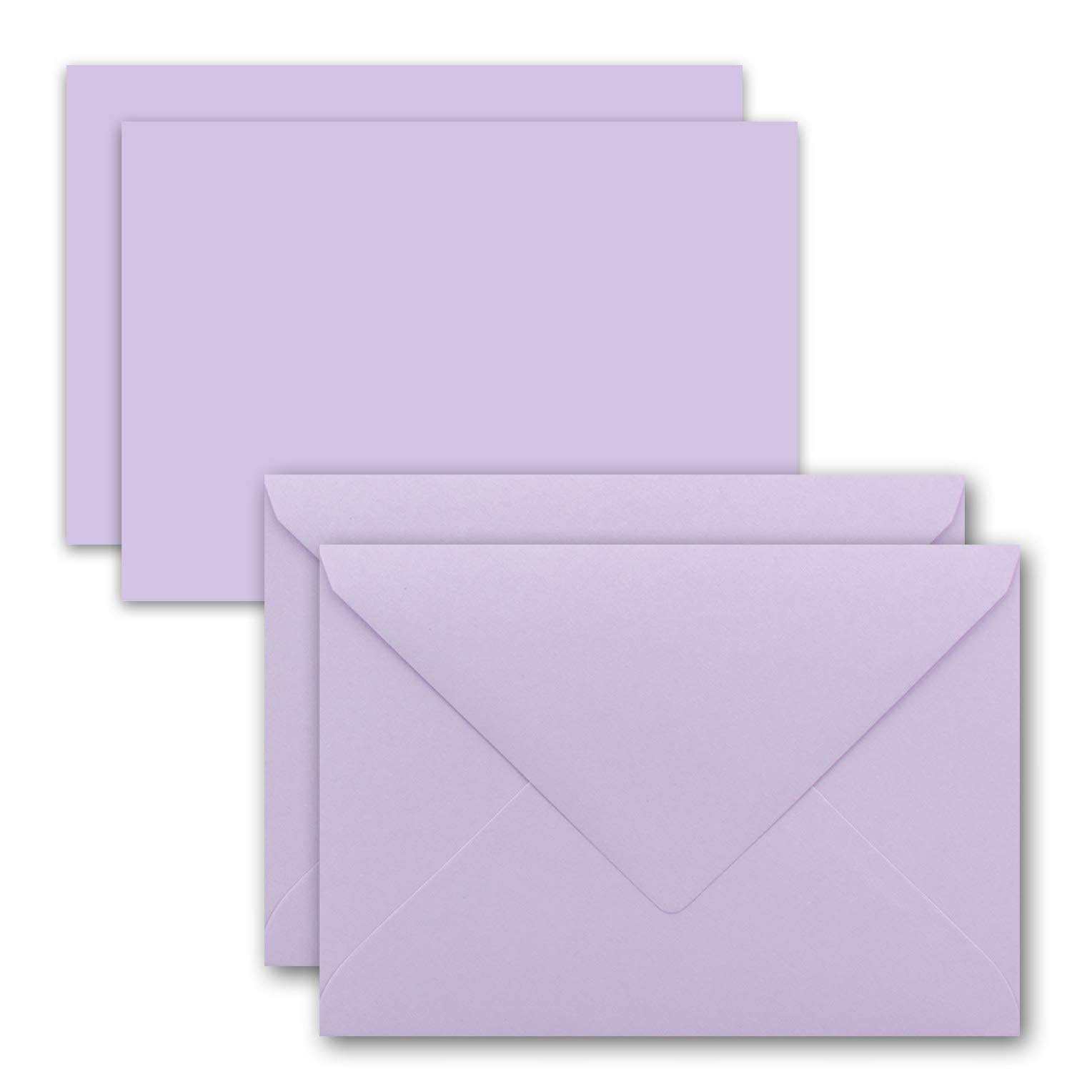 Set of 50 Cards with Envelopes, Set of Single Cards, DIN A7, 10.5 x 7.3 cm, Purple, with Envelopes, C7 Wet Seal, Gift Tags — image 1