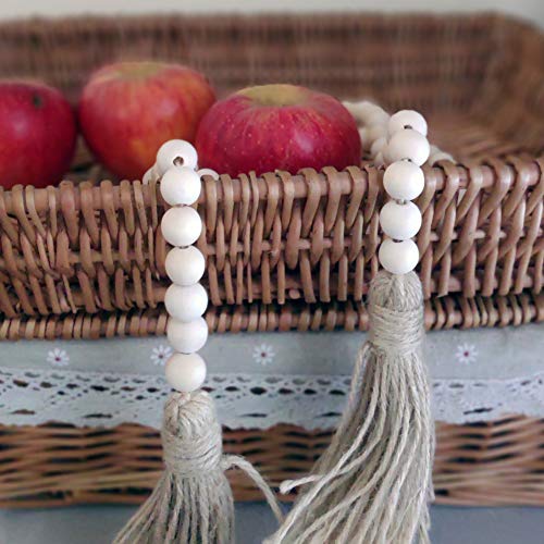 image for RGB World Big 58in Wood Bead Garland with Tassels Farmhouse Beads Rust