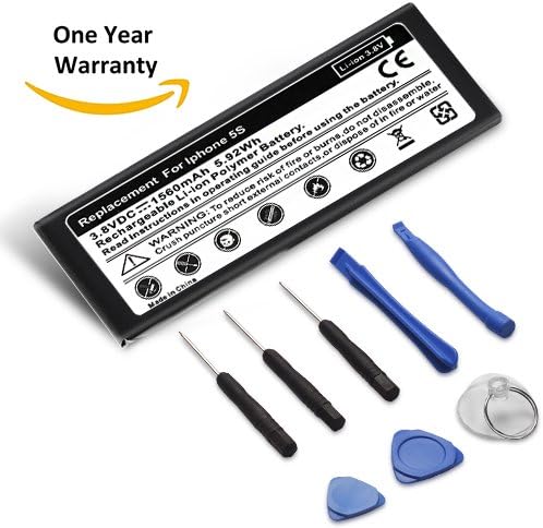 Phshion New 0 Cycle 1560mAh Battery Replacement for iPhone 5S 5C with Instructions and Tools
