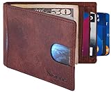 Simpac RFID Blocking Bifold Slim Genuine Leather Thin Minimalist Front Pocket Wallets for Men Money Clip Full Grain Leather