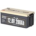 Power Queen 12V 200Ah PLUS LiFePO4 Battery, Built-in 200A BMS, 2560Wh Lithium Battery,Up To 15000 Cycles, Deep Cycle Battery for Off-Grid and Home Solar System, Marine, Trailer RV