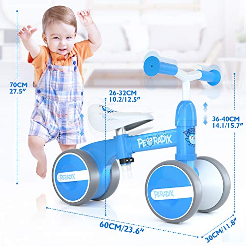 Peradix Bicicleta Sin Pedales para Niños y Niñas,Bici Sin Pedales de Manillar y Sillín Ajustables para Niño 1-3 Año Juguetes Equilibrio Triciclos Bebes