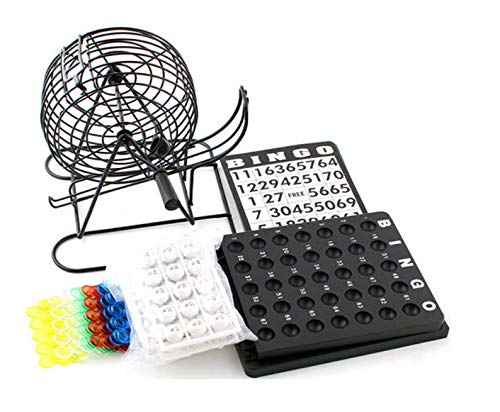 Shopefied Classic Bingo Game Set - 18 Cards 75 Balls Metal Cage Chips