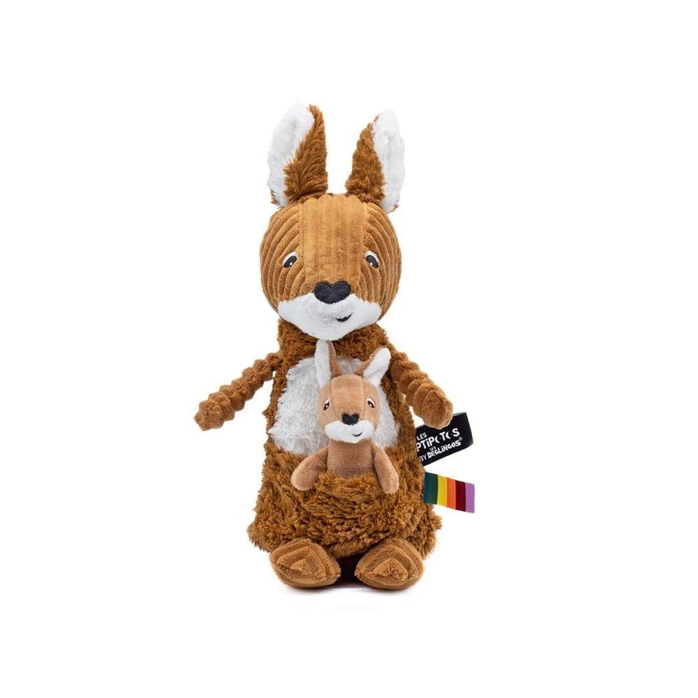 Ptipotos by Deglingos Kangaroo Mum & Baby Rust Plush Toy