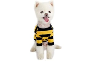 Lucky Petter Dog Cotton Shirts for Small and Large Dogs Rugby Striped T-Shirts Soft Breathable Dog Shirt pet Clothes (X-Small, Yellow/Navy)