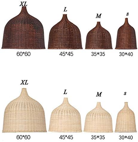 Facai9 Wicker Rattan Woven Lamp,Bamboo Chandelier Creative Handmade Restaurant Decoration Lamp Dining Room Kitchen Coffee Bar Living Room (Color : Brown, Size : S)