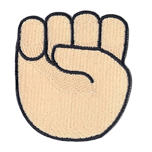 White Fist Emoji Iron On Embroidered Applique Patch