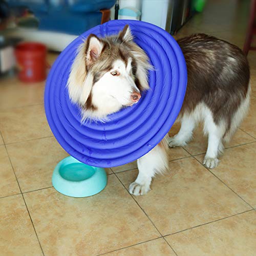 Soft Pet Recovery Collar,Anti Bite Waterproof Cone Collar for Dogs and Cats (L, Blue)
