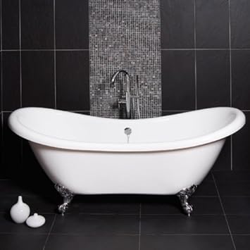 1700 Freistehende Badewanne Tub Rolldeckel Traditionelle Acryl Hausschuhe Modern Designer Luxus Doppelendig Dusche Badewanne In Weiss