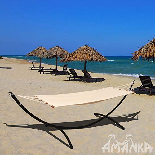 AMANKA Outdoor Hängematte mit Gestell 1 Person - 300cm Hängemattengestell bis 120kg - 190x80 Hängematte für Garten mit Gestell Hängematte für Balkon Hängeliege mit Gestell - Boho Gartenliege Hängend – Bild 6