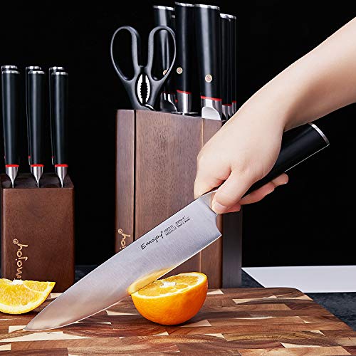 Emojoy Knife Set, 16Piece Kitchen Knife Set with Block and Serrated