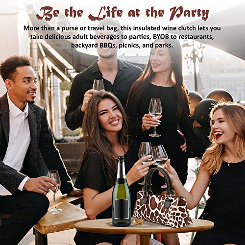 Primeware Wine Clutch Bag (Thermal Insulated) Trendy Women's Carry Tote | Holds Red & White 750mL Bottles | Trendy Fashion | Incl. Portable Waiter-Style Corkscrew