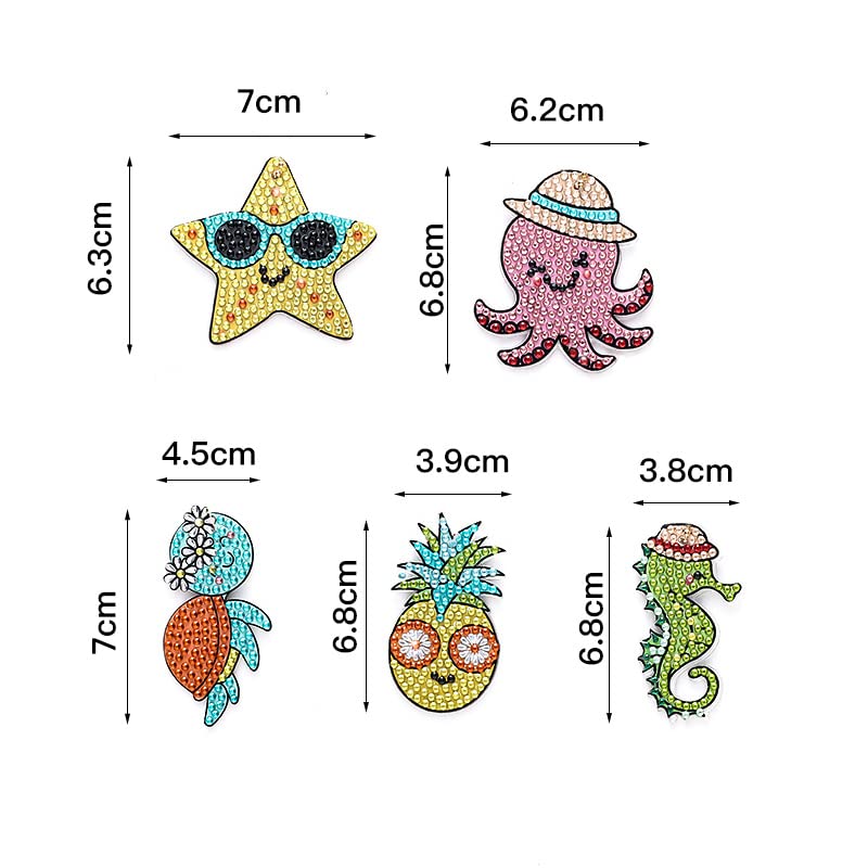 MingSH 5 Pieces DIY 5D Diamond Art Painting Keychain Kit, Double Sided Full Drill Diamond Rhinestone Painting Key Chains Pendant for Women Purse Backpack Handbag Decor