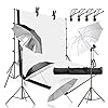 EMART 8.5x10ft Photography Backdrop Kit with 400W 5500K Daylight Umbrella Continuous Lighting Set, Black & White…
