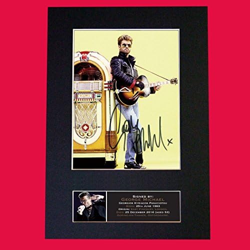 GEORGE MICHAEL Memorial Signed Autograph Mounted Photo Reproduction PRINT A4 641