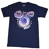 Disney Adult All Americana Patriotic Swirl Mickey Mouse Shirt w/ Free Disney Stickers (Medium 38/40)