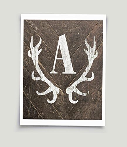 Paper Print Personalized Rustic Woodland Baby Initial Family Monogram Unframed Art Not-Real-Wood