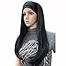 Aimole Long Straight 3/4 Women's Wigs Hair Piece Synthetic Hair with Black Headband(1-Black)