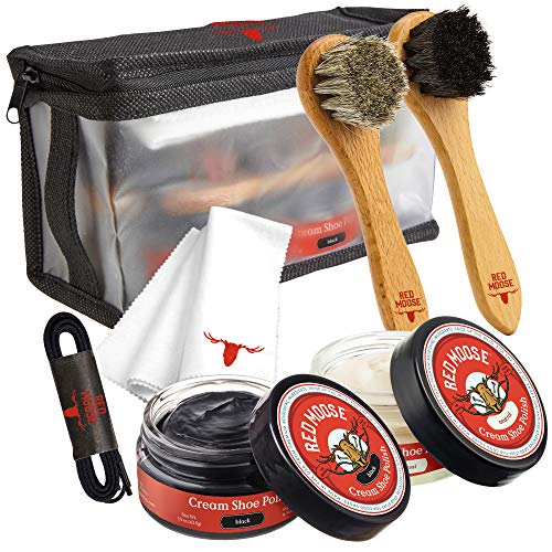 RED MOOSE 7pc Black and Neutral Leather Shoe and Boot Polish Kit