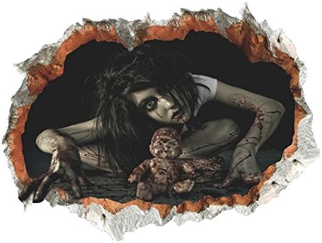 YunZyun 3D Horror Bloody Halloween Wall Sticker, Halloween Scare Decal Mural Wallpaper for Panels Living Room Bedroom Background Wall, Removable Wall Sticker Home Decor (C)