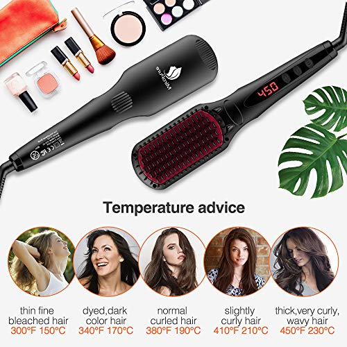 MiroPure Hair Straightener Brush, Ionic AntiScald Straightening Comb