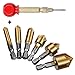 Countersink Drill Bit+Center Punch, Baban Countersink Drill Bit Set 6 Pcs 1/4'' Hex Shank HSS 5 Flute Countersink 90 Degree Center Punch Tool Sets For Wood Quick Change Bit 6mm-19mm