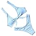 RUUHEE Women Floral Printed V Style Bottom Bow-Knot Bikini Top Bathing Suits 2 Piece Swimsuit (S(US Size 2-4), Blue)
