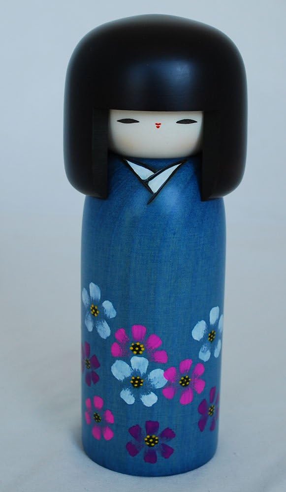 Japanese Kokeshi Doll - Handmade in Japan - Kosumosu - Cosmos Flower