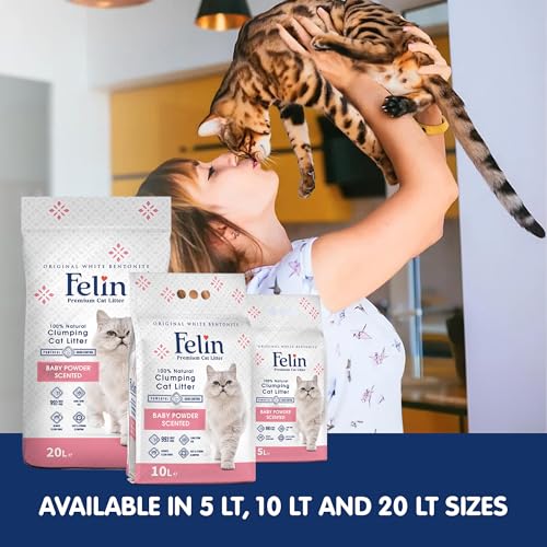 Teo Premium Pet Supplies Cat Litter 100% Natural Bentonite, Clumping 99.5% Dust Free, Forever Fresh, Pet-Friendly, Fighting with Odors Baby Powder Scented (20 L)