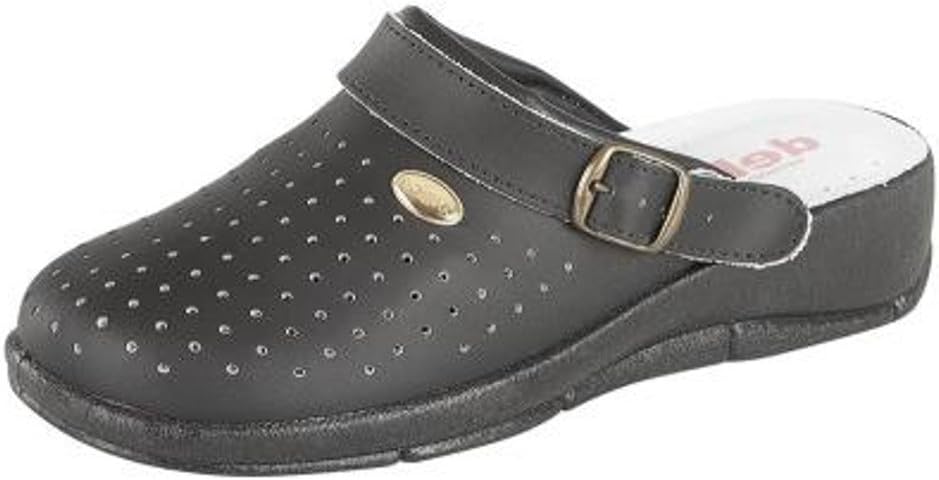 Womens Leather Nursing Kitchen Work Mule Clogs Shoes Sandals UK 3-8 Black