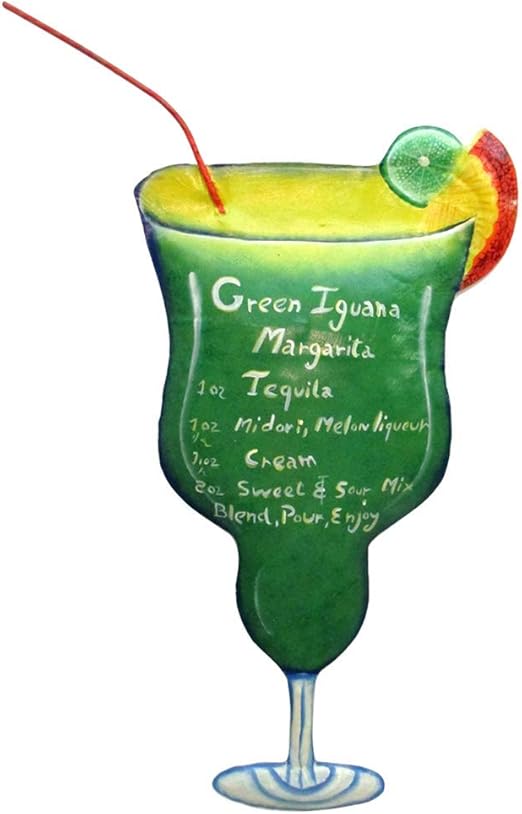 Amazon De Green Iguana Margarita Rezept Metall Wandkunst Bunt Cocktailglas Bar Schild Fur Mann Hohle
