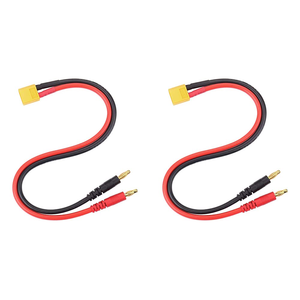 CENPEK 2 Pack Male XT60 to 4.0 Banana Plug RC Battery Charge Cable 14AWG Silicone Wire 15cm
