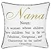 EURASIA DECOR Nana Definition Embroidered Decorative Square Accent Pillow Cover - Grandma/Me-Ma Birthday Gift, Mothers Day - 18x18 Inches, Ivory