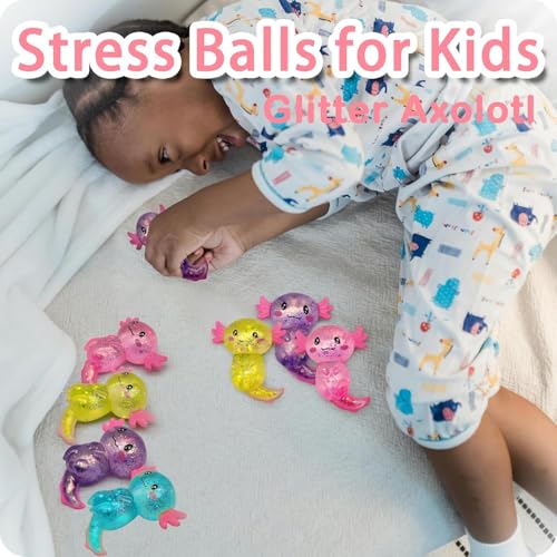 Last Page® Axolotl Squishy Fidget Toys for Kids (1PCS) Squishy Stress Balls for Kids & Adults, Animal Party Favors Axolotl Stress Relief Toy for Office, School, Travel, Easter Basket Stuffers (Blue)