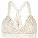 Bustier Floral Lace Crop Top Bralette Sheer Sexy Cami Tank Triangle Bra (M, Ivory)