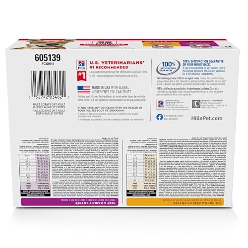 HILL’S SCIENCE DIET ADULT 1-6, ADULT 1-6 PREMIUM NUTRITION, WET DOG FOOD, VARIETY PACK: CHICKEN & BARLEY; BEEF & BARLEY LOAF, 13 OZ CAN VARIETY PACK, CASE OF 12