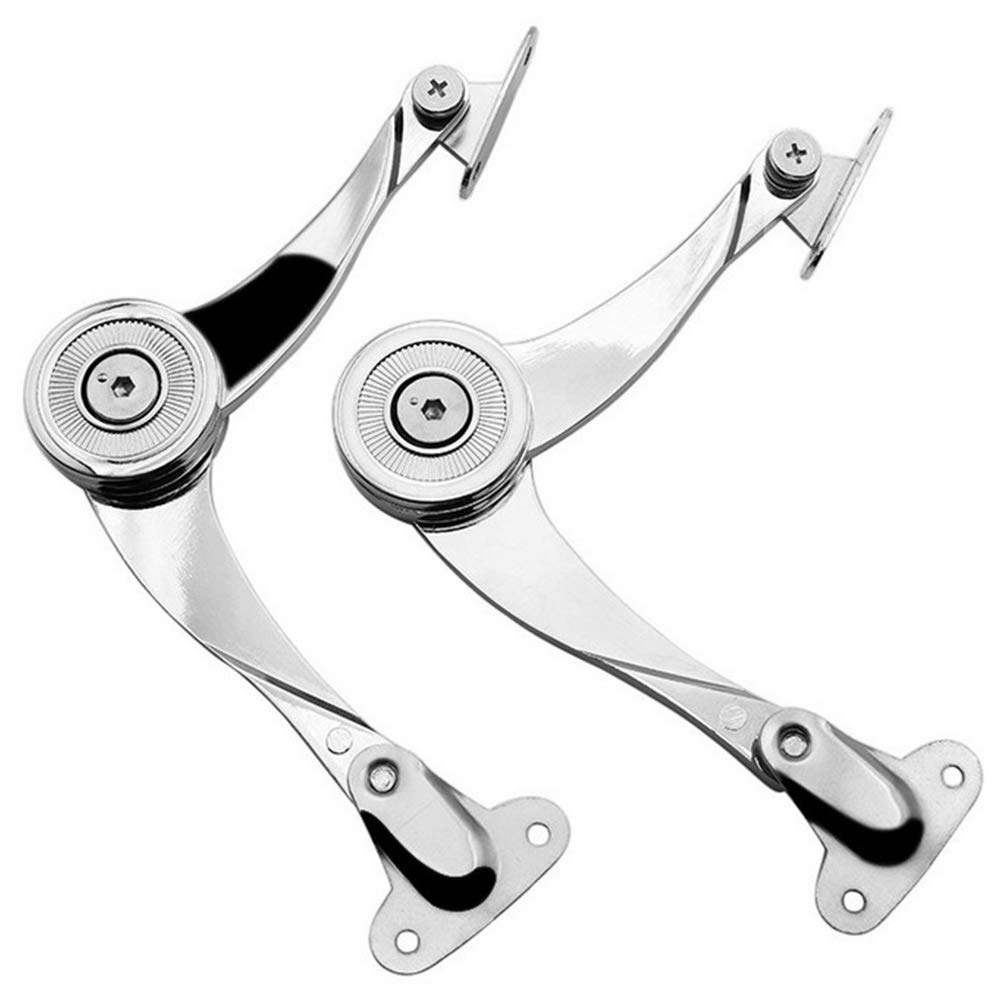 Seully 2 Pcs Modern Zinc Lid Support Hinge, Zinc Plated, Door Mount, 2 count, 2 holes, for Support Drop Lids of Cabinets (with Screws)