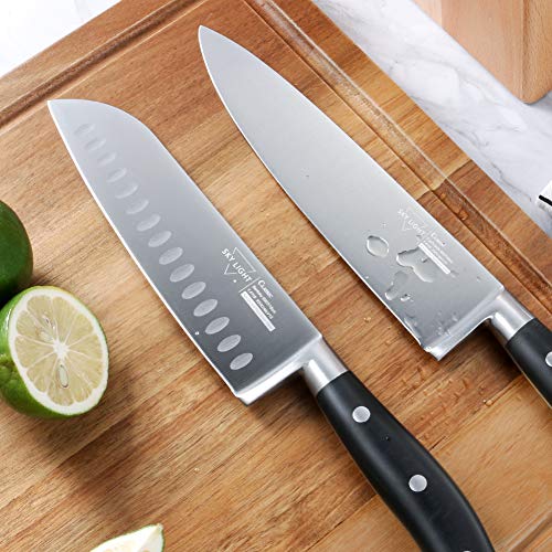 SKY LIGHT Knife Set with Block, 6 Pieces Kitchen Knives, German