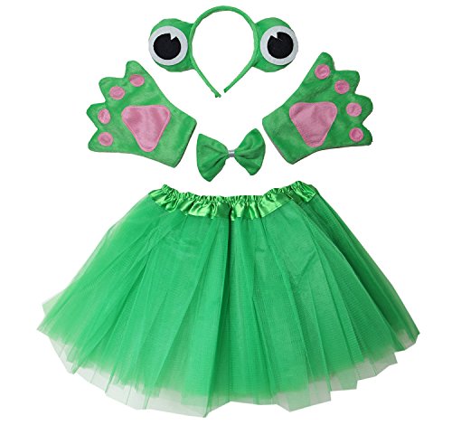 Kirei Sui Kids Frog Costume Ears Headband Bowtie Tail Tutu Paws Set