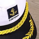MEBBER Captain Yacht Hat Adjustable Snapback Gold Anchor Embroidery White view 3