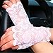 Tinksky Women Half Hand Short Gloves UV Protection Fingerless Gloves Sun Block for Driving, gift for women 1 Pair(White)