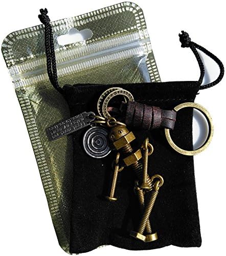 Ms braided leather cord car key chain male couples key ring alloy screw robot creative leather accessories